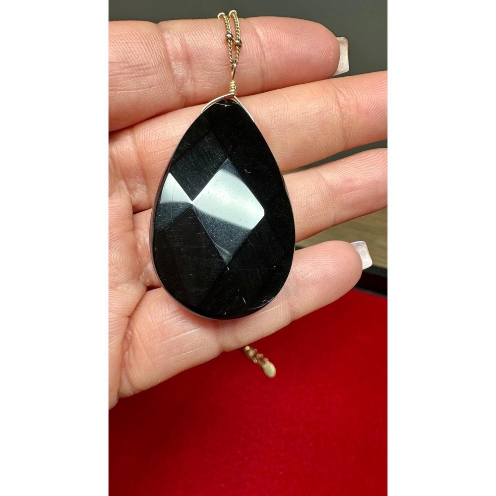 FLD Flying Lizard Design 14K Gold Filled Black Onyx Pendant Necklace 16-18" USA